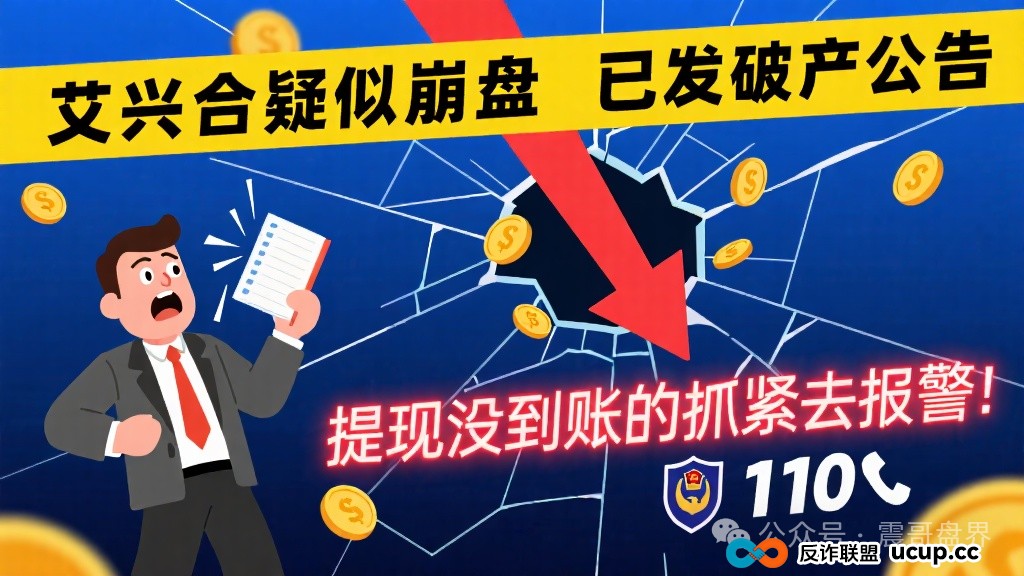 艾兴合疑似崩盘，已发破产公告，提现没到账的抓紧去报警！