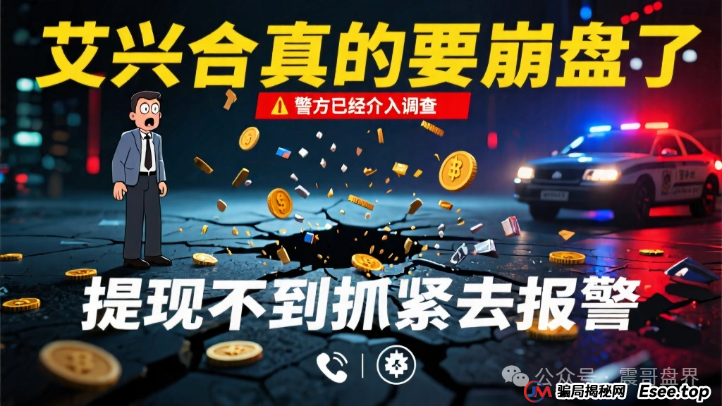 艾兴合真的要崩盘了，警方已经介入调查，提现不到抓紧去报警