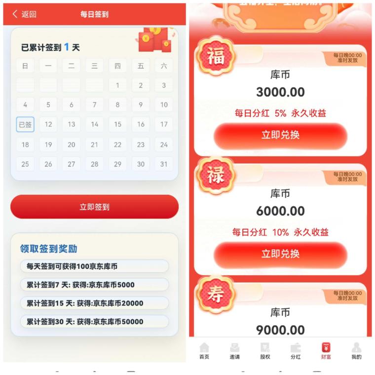 京东库币分红首码：实名签到每天领50-15000米可提现货真价实